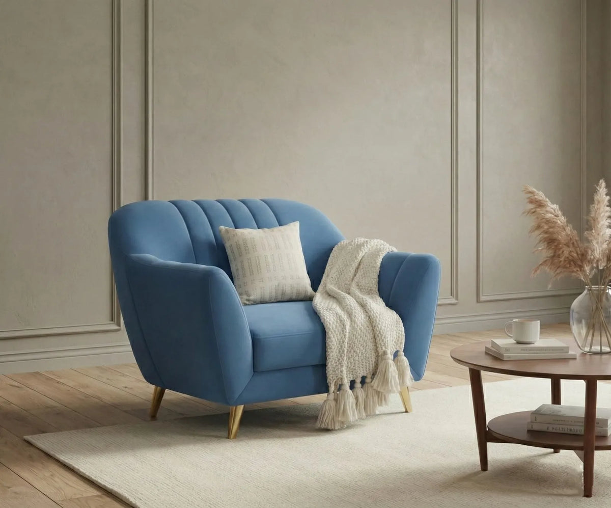 Crown Sofa Set – Blue | Single, Two Seater & Three Seater