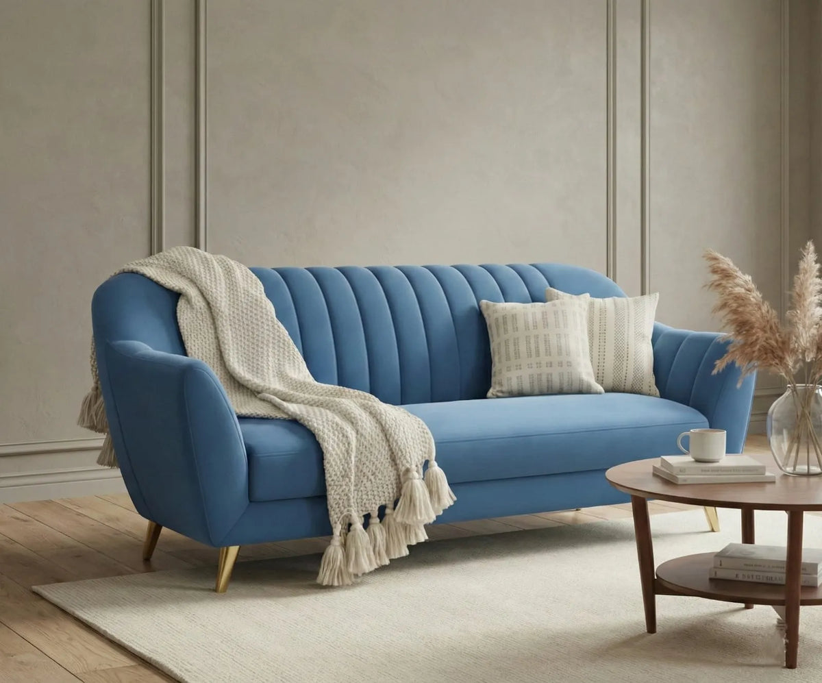 Crown Sofa Set – Blue | Single, Two Seater & Three Seater