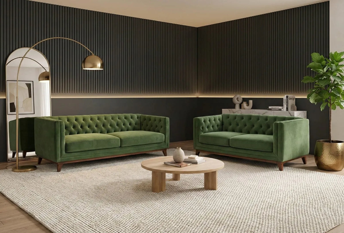 Elite Military Green Sofa Set (3+2) for Modern Living Rooms