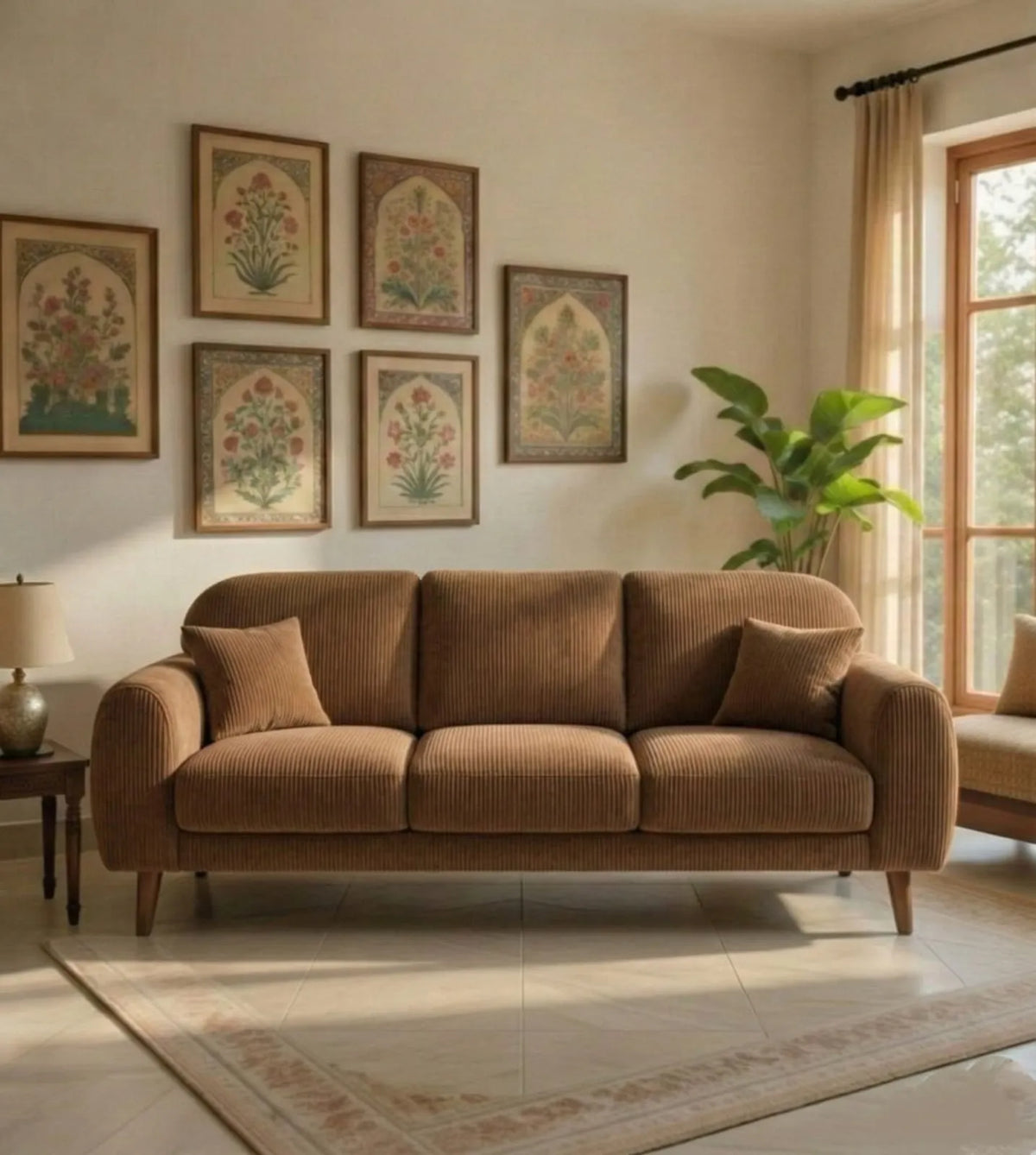 Kremlin Beige & Brown Fabric Sofa – 1, 2 & 3 Seater