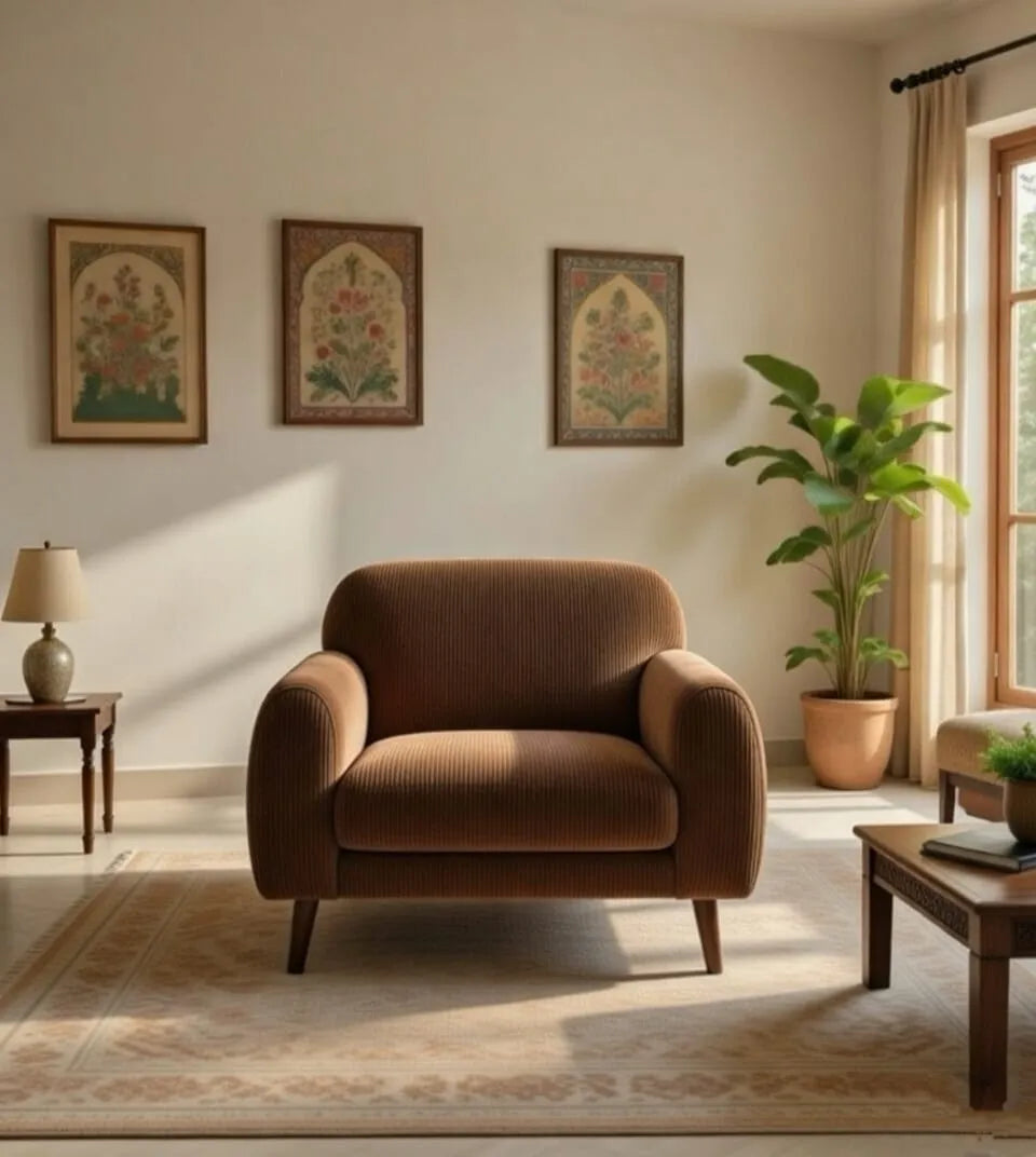 Kremlin Beige & Brown Fabric Sofa – 1, 2 & 3 Seater