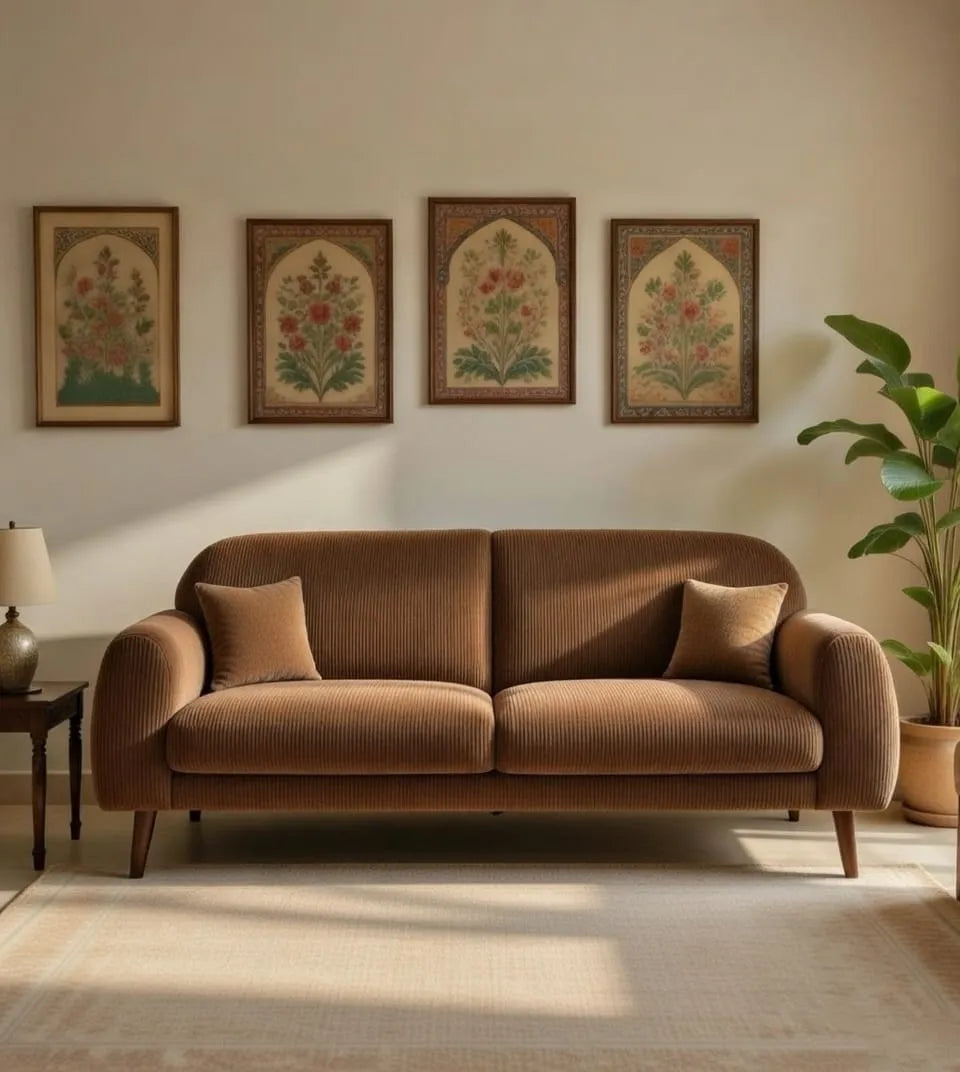 Kremlin Beige & Brown Fabric Sofa – 1, 2 & 3 Seater
