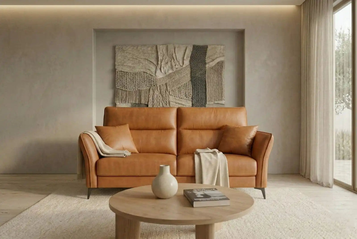 Zoko Brown Leather Sofa Set (3+2) for Living Room
