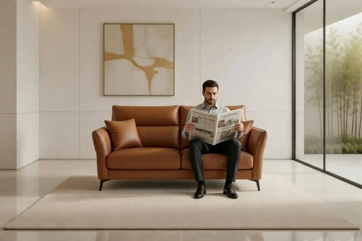 Zoko Brown Leather Sofa Set (3+2) for Living Room